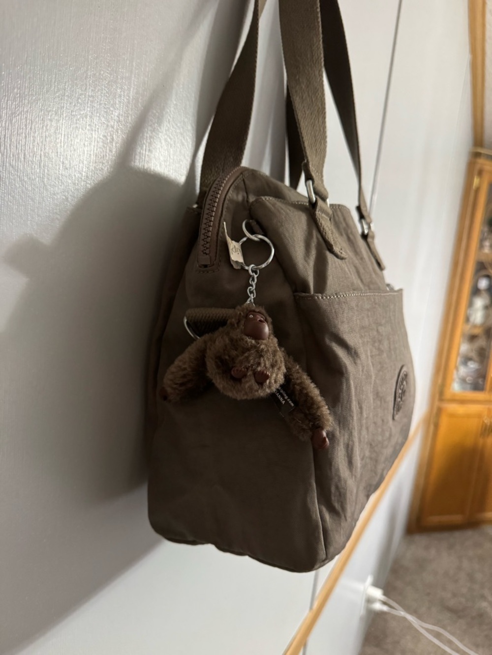 Kipling Taupe Everyday Nylon Tote with Monkey Charm - Picture 15 of 16